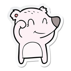 sticker of a tired smiling bear cartoon