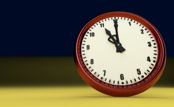 big clock deadline rush time eleven o'clock 3D illustration