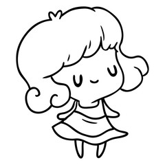 line drawing kawaii of cute girl