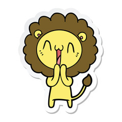 sticker of a happy cartoon lion