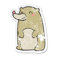distressed sticker of a cute cartoon bear