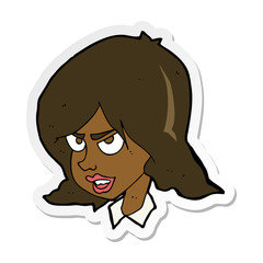 sticker of a cartoon annoyed woman