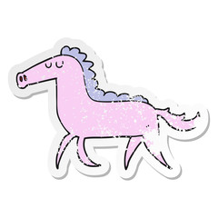 distressed sticker of a cartoon horse