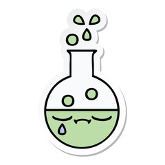 sticker of a cute cartoon test tube