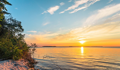 Sunset on Lake Michigan at Peninsula State Park - obrazy, fototapety, plakaty