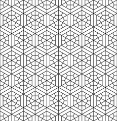 Seamless pattern based on Japanese geometric ornament .Black and white.