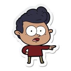 sticker of a cartoon staring man