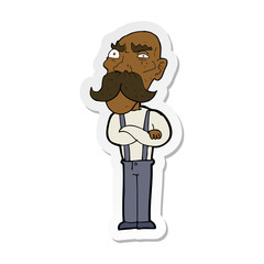 sticker of a cartoon angry old man