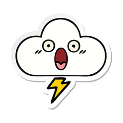 sticker of a cute cartoon thunder cloud