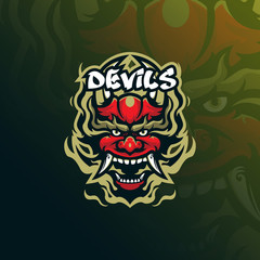 devil vector mascot logo design with modern illustration concept style for badge, emblem and tshirt printing. angry devil illustration for sport and esport team.