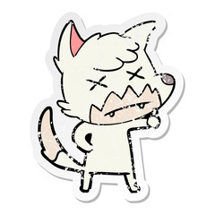 distressed sticker of a cartoon dead fox