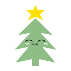 flat color retro cartoon christmas tree