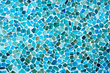 Sea glass tile mosaic wall - obrazy, fototapety, plakaty