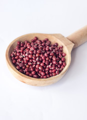 Adzuki beans in a wooden spoon