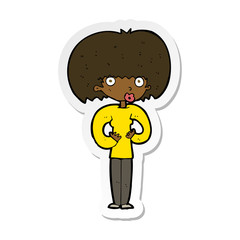 sticker of a cartoon surprised woman