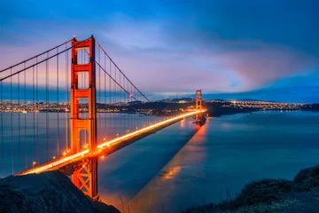 Stickers pour porte Pont du Golden Gate Pont du Golden Gate la nuit
