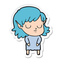 sticker of a cartoon elf girl