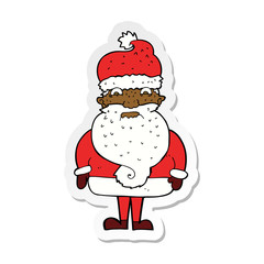 sticker of a cartoon grumpy santa claus