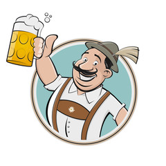 bayerischer cartoon mann trinkt bier symbol