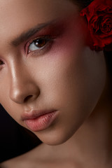 Beauty make up girl with flower