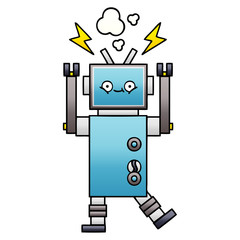 gradient shaded cartoon dancing robot