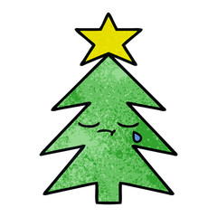 Obraz premium retro grunge texture cartoon christmas tree