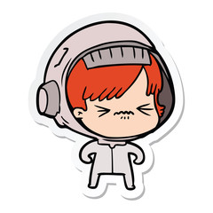 sticker of a cartoon astronaut woman