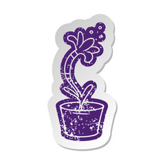 distressed old sticker of a house plant
