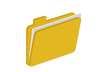 semi-open yellow folder with sheets of paper