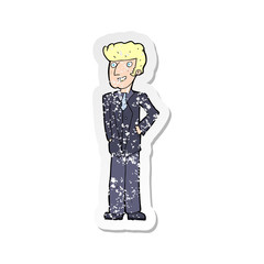 retro distressed sticker of a cartoon upperclass man