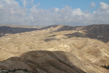 Wadi Qelt in Judean desert near Jericho, nature, stone, rock and oasis. Unseen, unknown, unexplored places, hidden travel destinations, Israel