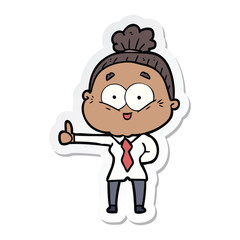 Obraz premium sticker of a cartoon happy old woman