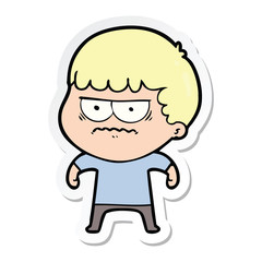 sticker of a cartoon annoyed man