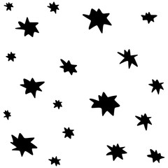 Cute hand drawn color vector seamless pattern. Black stars isolated on white background. Unique abstract texture for invitations, cards, websites, wrapping paper, textile