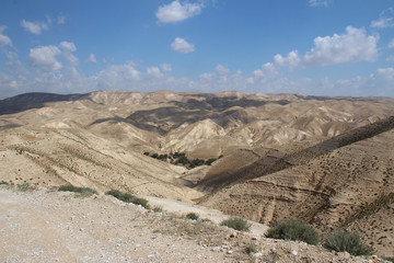 Wadi Qelt in Judean desert near Jericho, nature, stone, rock and oasis. Unseen, unknown, unexplored places, hidden travel destinations, Israel