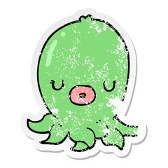 distressed sticker of a cartoon octopus