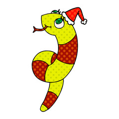 christmas cartoon of kawaii snake
