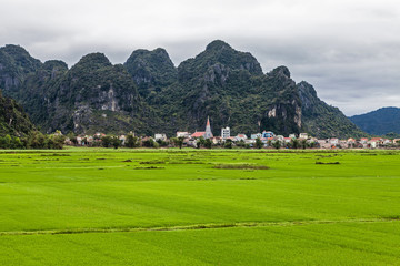 Fototapeta na wymiar Rural areas around the Phong Nha city, Vietnam