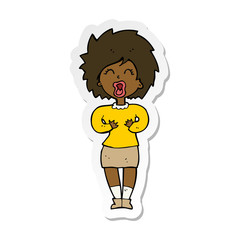 sticker of a cartoon screaming woman