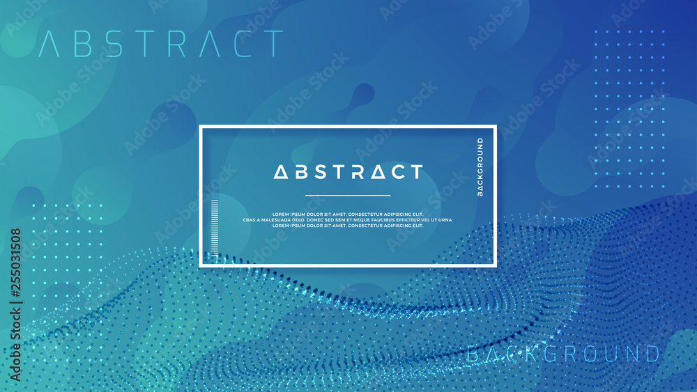 Poster trendy liquid blue background with abstract particle wave combinations. eps10 vector illustration.
