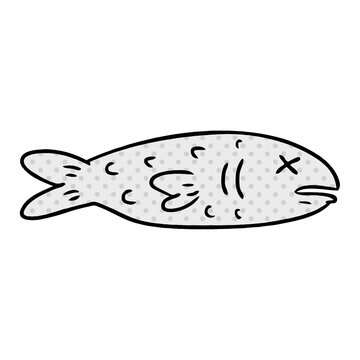 Cartoon Doodle Of A Dead Fish