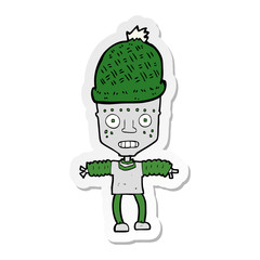 sticker of a cartoon robot wearing hat