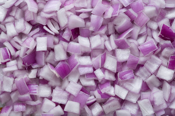 diced red onions food background