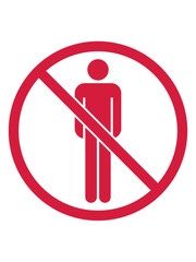 keine menschen zone verboten schild gebiet pictogram mann figur männlich stehend neutral zeichen symbol mensch silhouette logo design