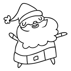line drawing kawaii of santa claus