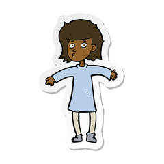 sticker of a cartoon nervous woman