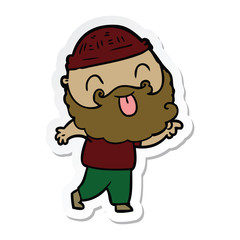 sticker of a man with beard sticking out tongue