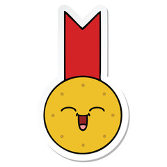 sticker of a cute cartoon gold medal