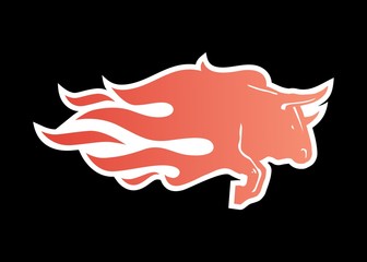 bull fire logo vector icon illustration for branding, car wrap decal, sticker and stripes