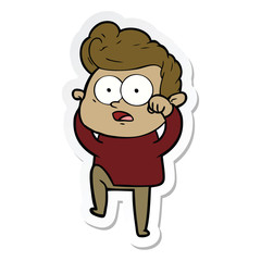 sticker of a cartoon staring man
